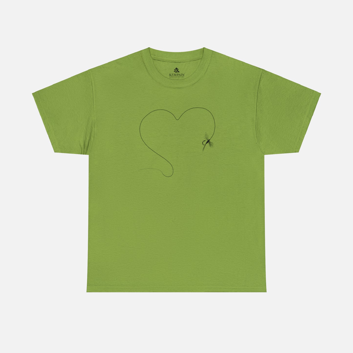 🎣 Fly Fishing Heart Graphic T-Shirt — Heavy Cotton