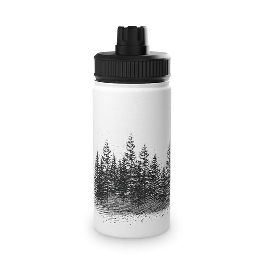 Forest Illustration Stainless Steel Water Bottle, Sports Lid