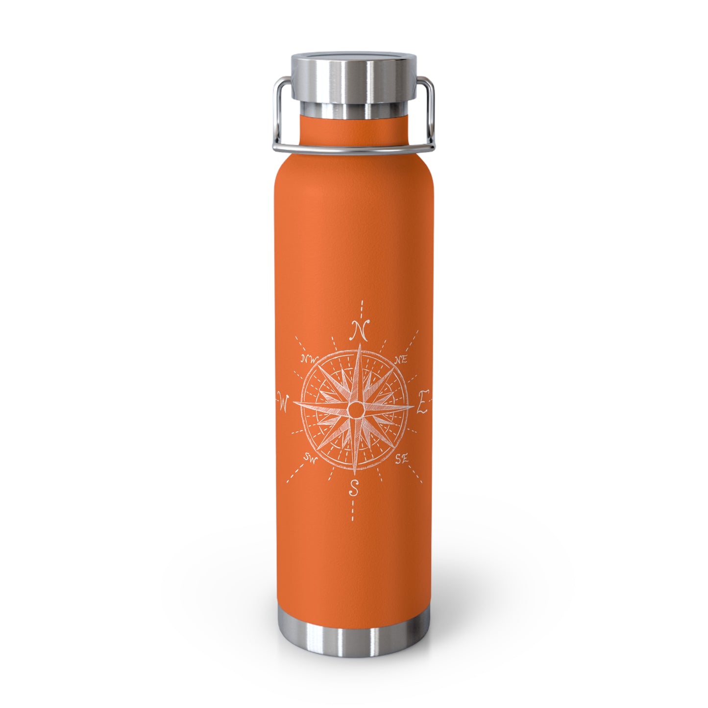 Compass Rose Illustration - Copper Vacuum Insulated Bottle, 22oz