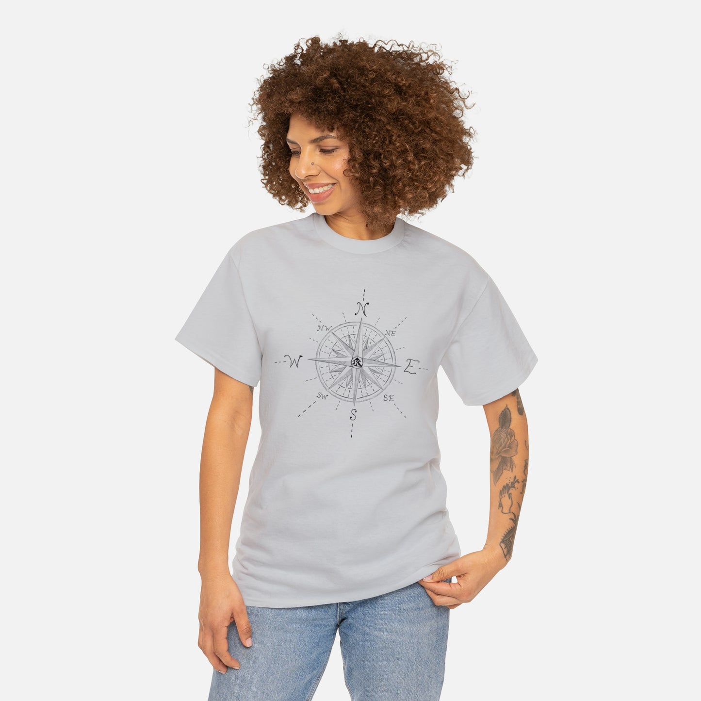 🧭 Compass Rose Graphic T-Shirt — Adult Heavy Cotton