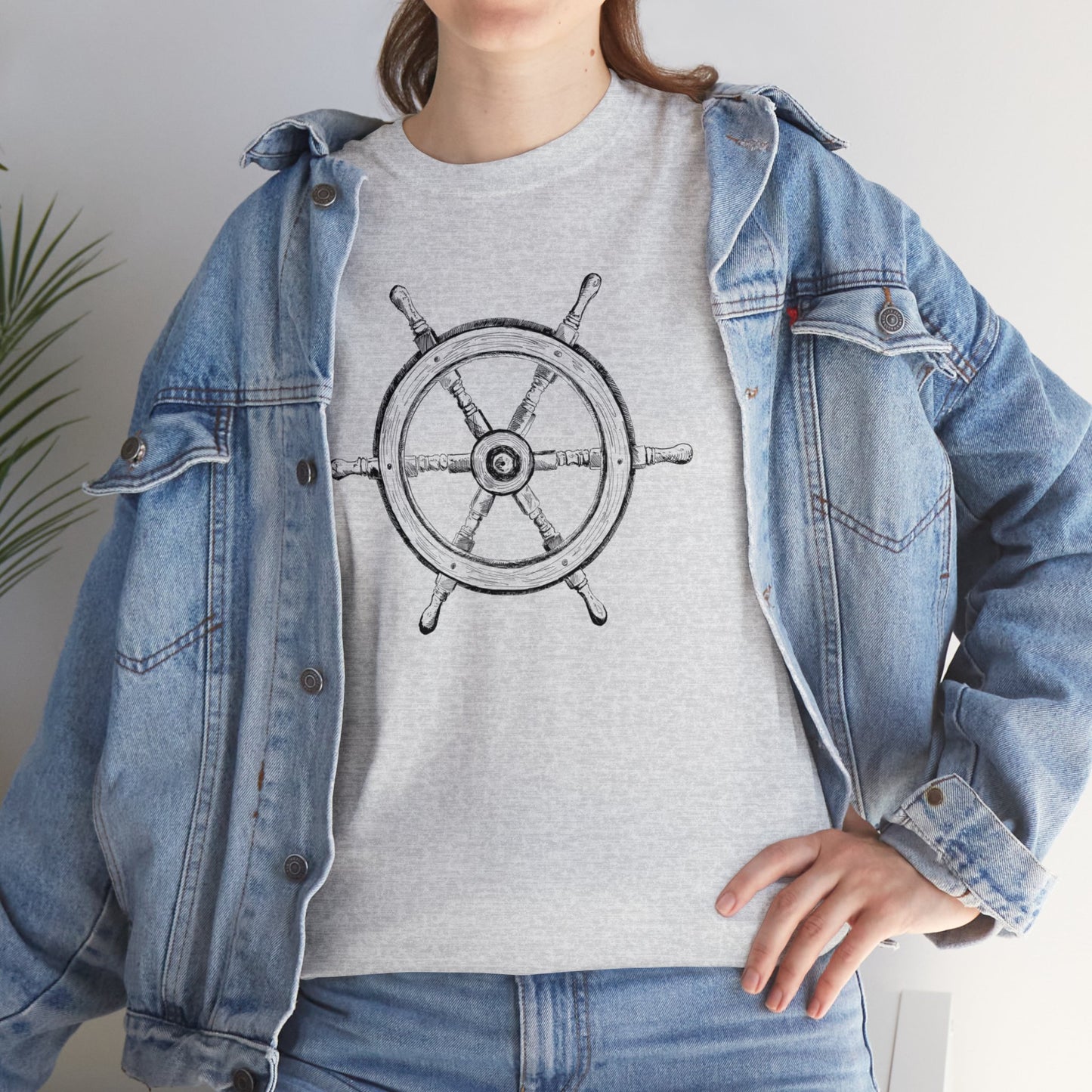 🌊 Ship Wheel Graphic T-Shirt — Heavy Cotton