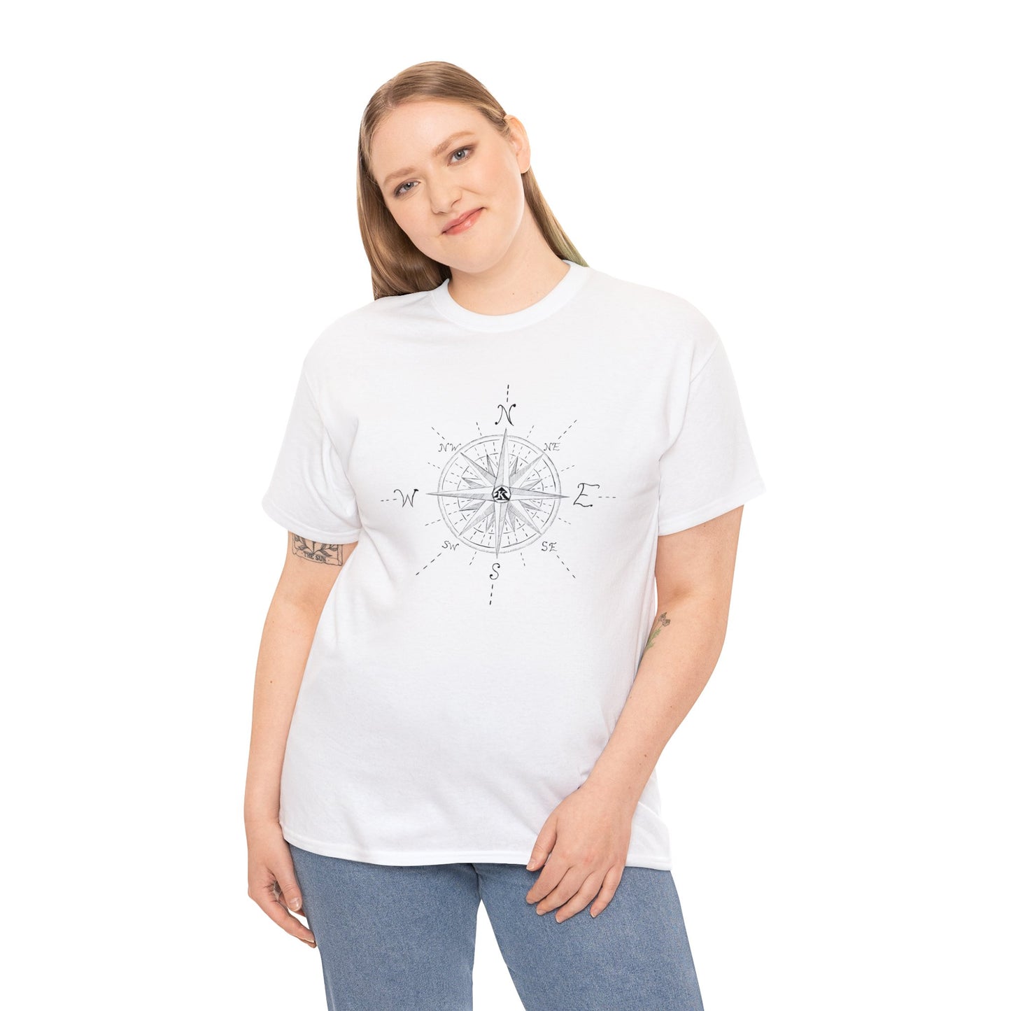 🧭 Compass Rose Graphic T-Shirt — Adult Heavy Cotton