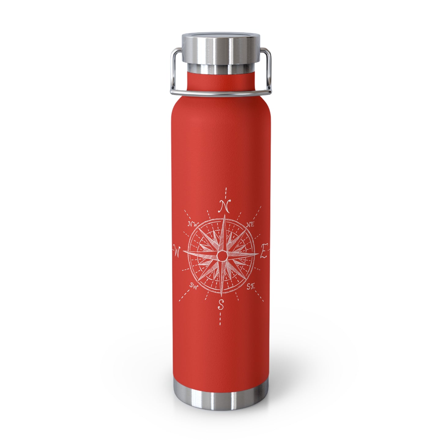 Compass Rose Illustration - Copper Vacuum Insulated Bottle, 22oz