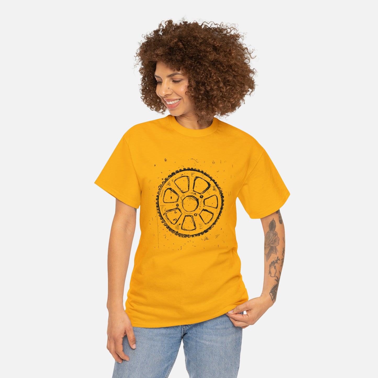 🚴‍♀️ Bicycle Sprocket Graphic T-Shirt — Heavy Cotton