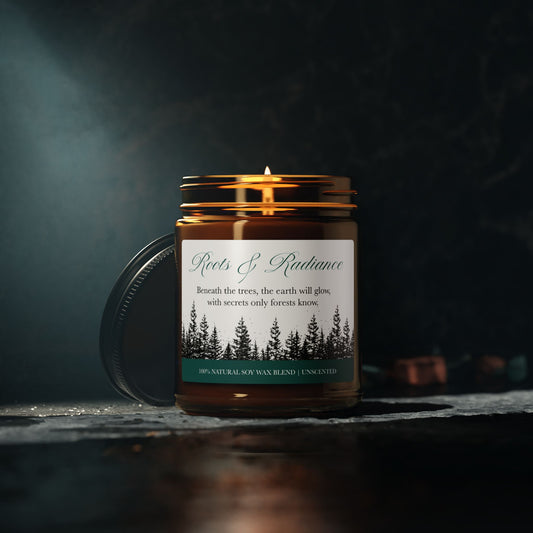 9oz Soy Candle - Illustrated Trees with Poem: Roots & Radiance