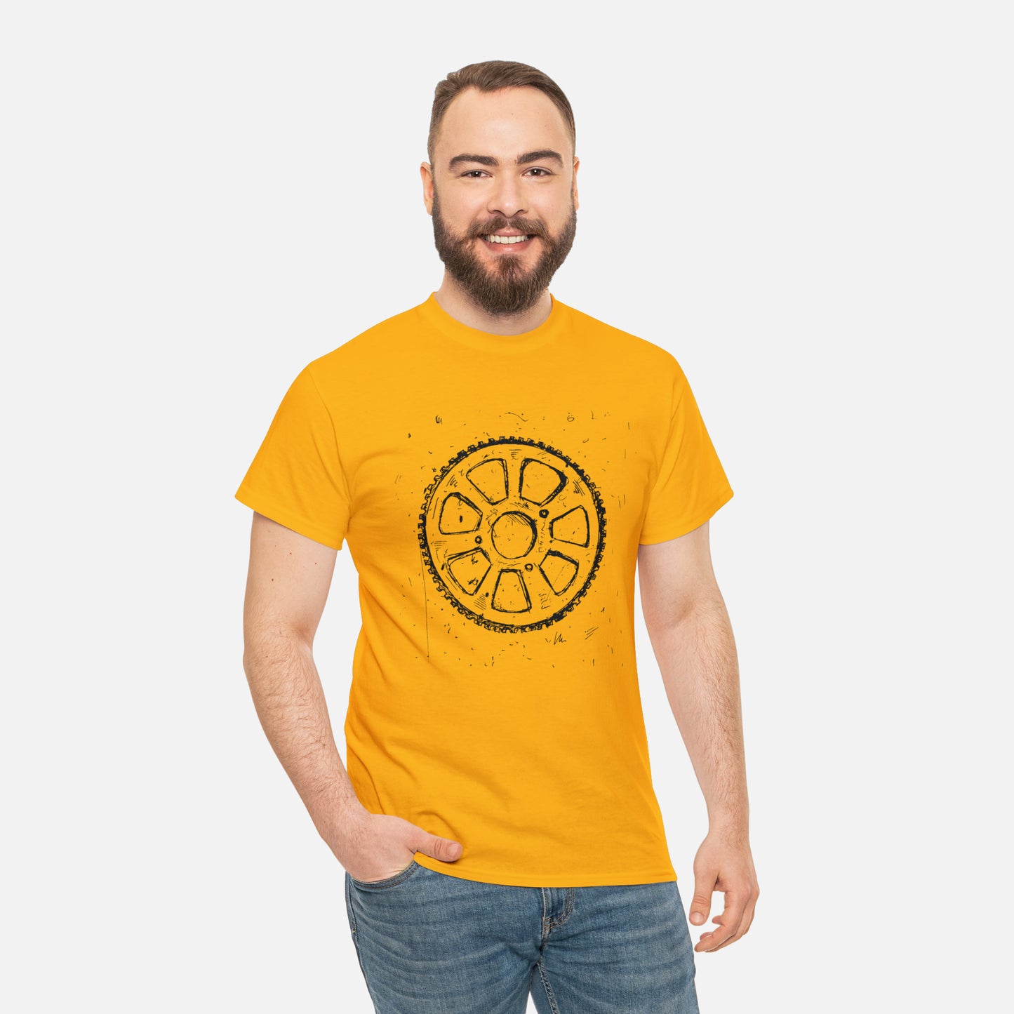 🚴‍♀️ Bicycle Sprocket Graphic T-Shirt — Heavy Cotton