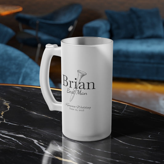 Personalized Frosted Glass Beer Mug, Groomsman and Best Man gift