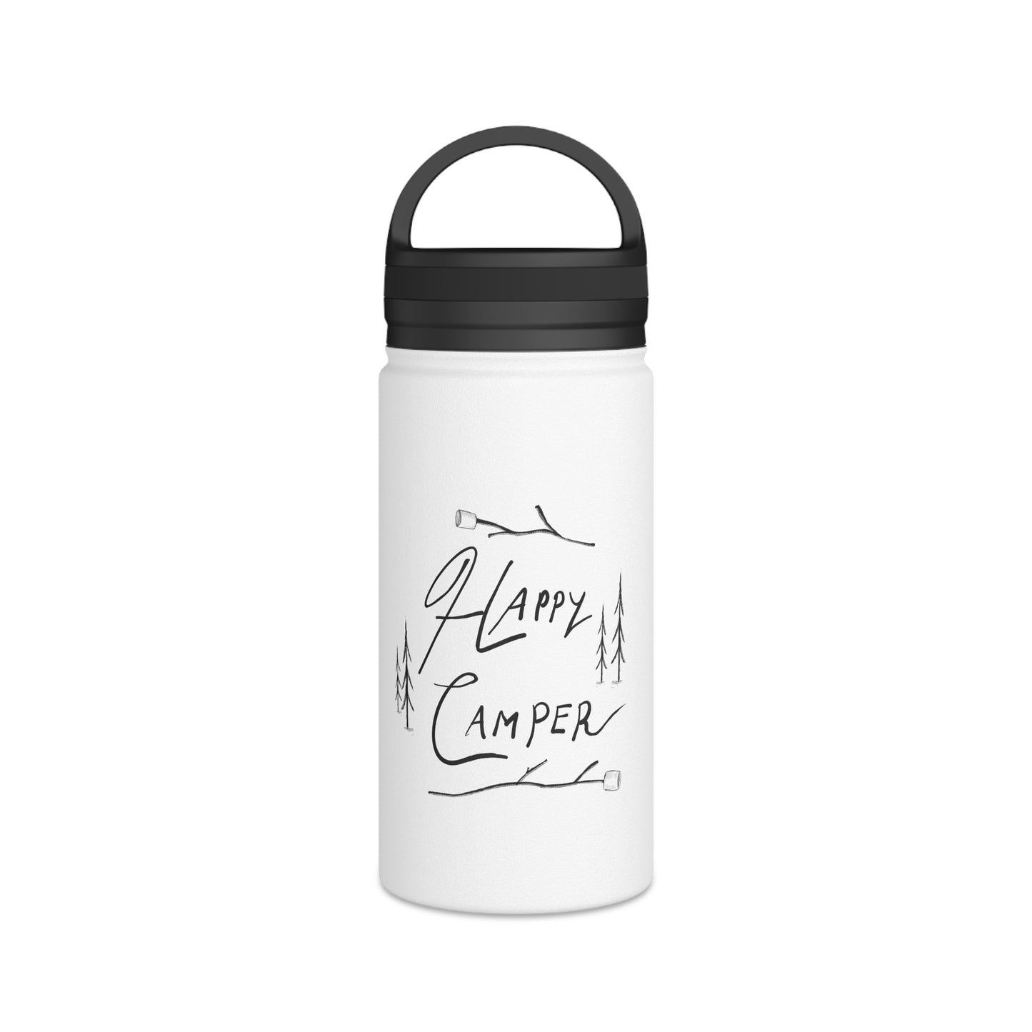 Happy Camper - Stainless Steel Water Bottle, Handle Lid