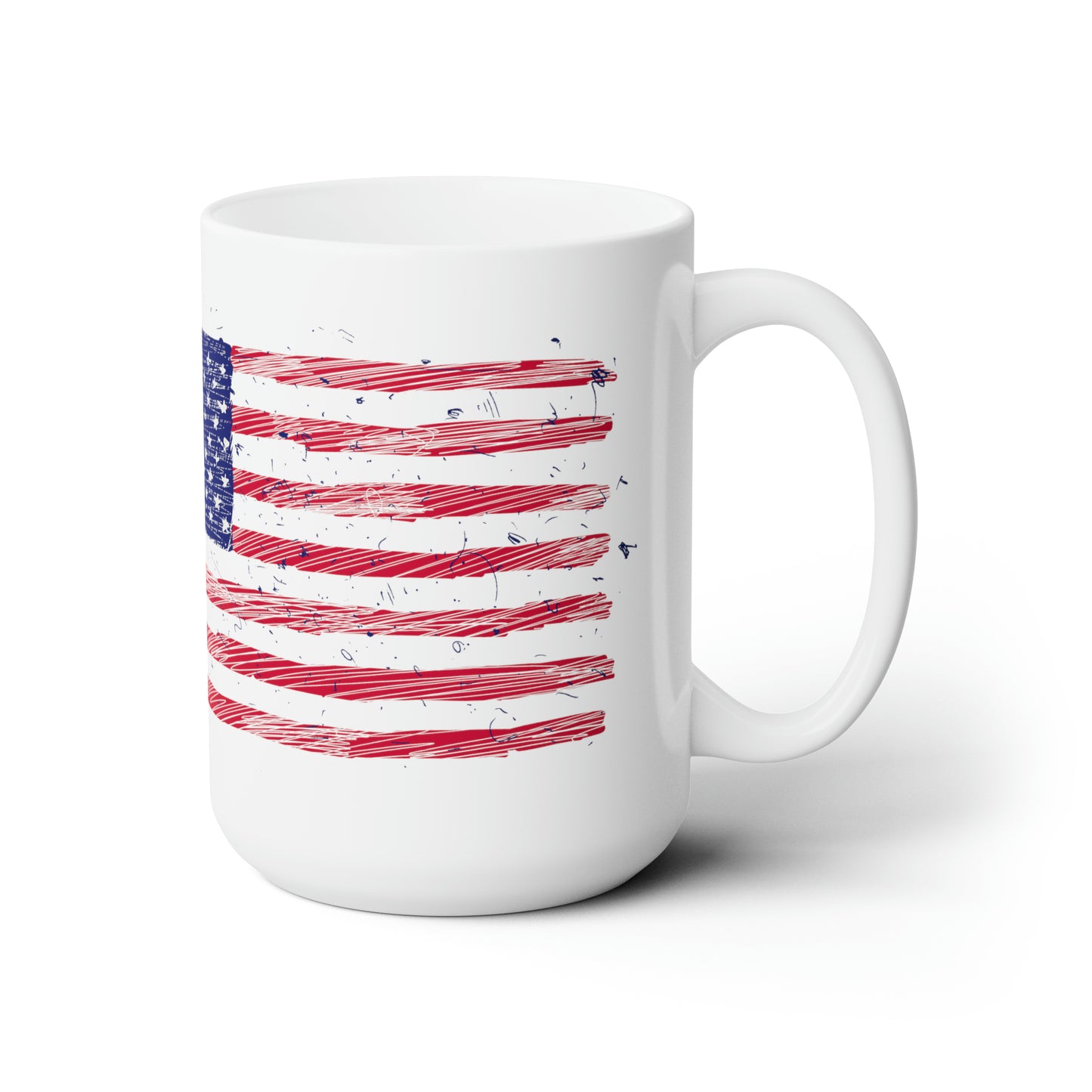 Ceramic Mug 15oz — American Flag Illustration