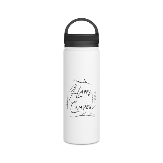 Happy Camper - Stainless Steel Water Bottle, Handle Lid