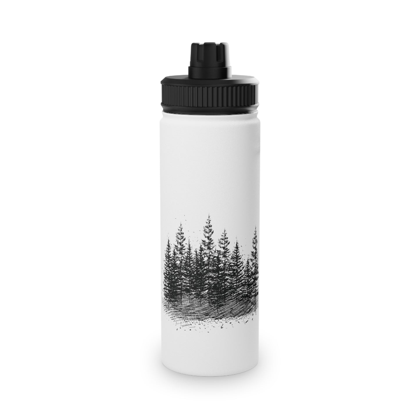 Forest Illustration Stainless Steel Water Bottle, Sports Lid