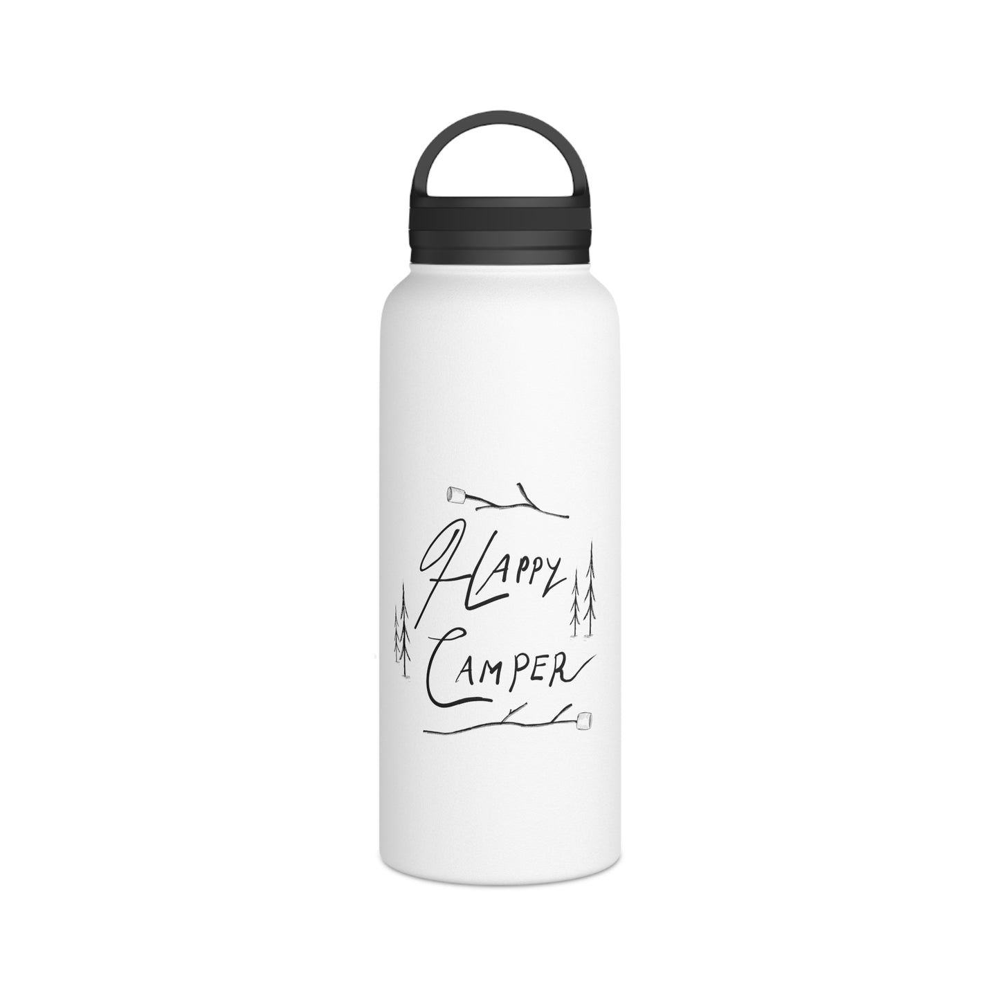 Happy Camper - Stainless Steel Water Bottle, Handle Lid