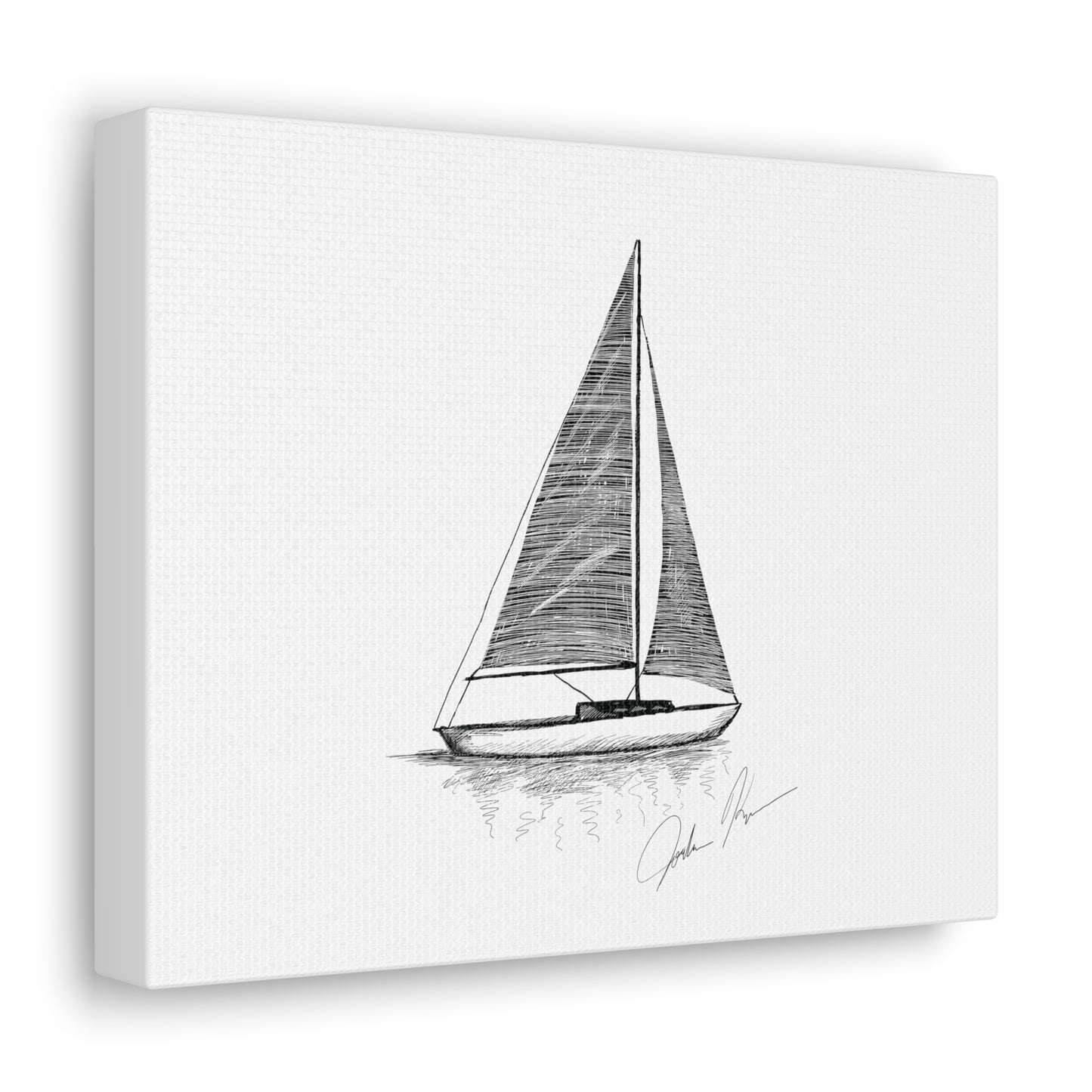 Sailboat Illustration - Canvas Gallery Wrap