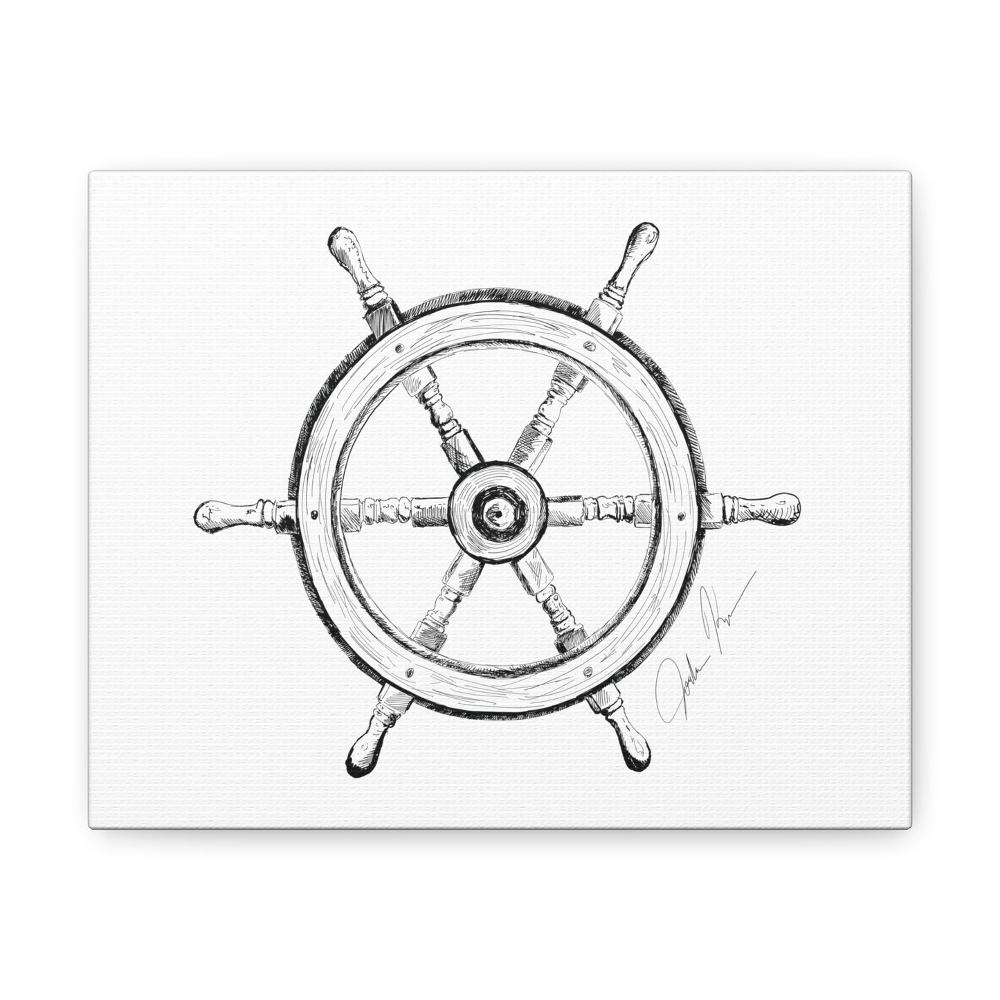 Ship Wheel Illustration - Canvas Gallery Wrap