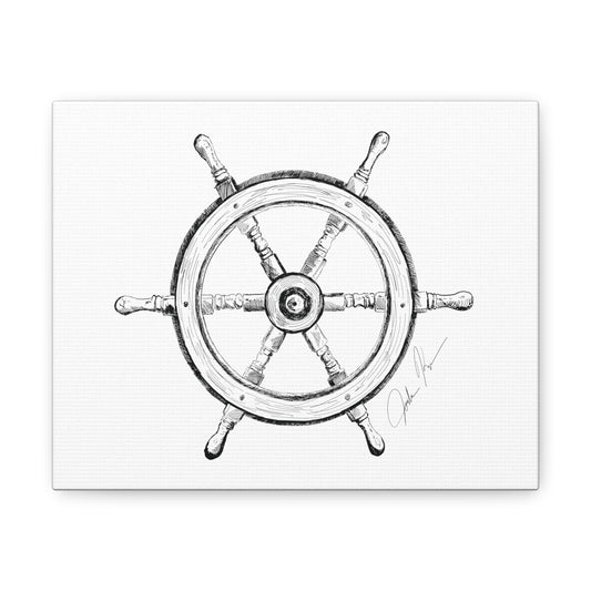 Ship Wheel Illustration - Canvas Gallery Wrap