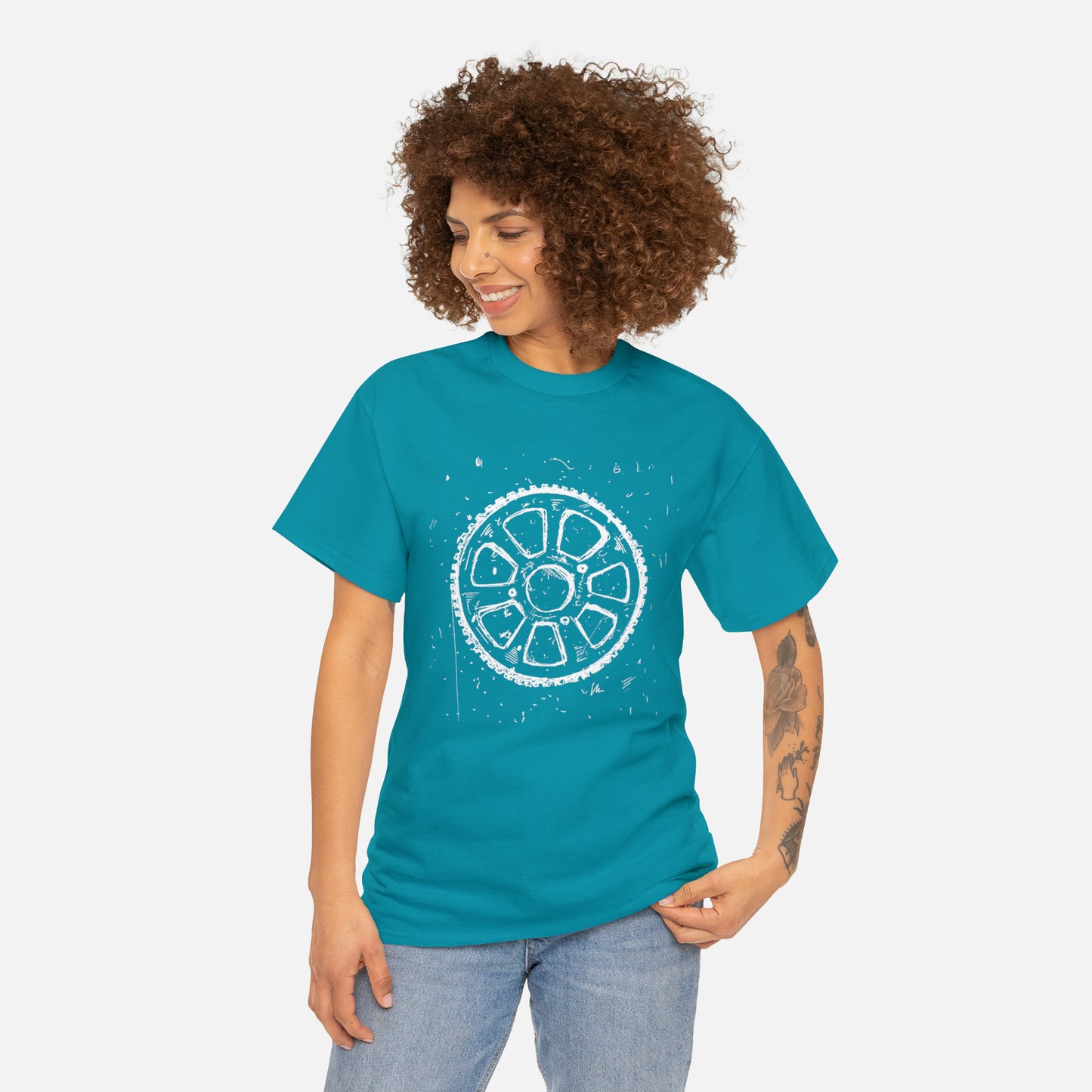 🚴‍♀️ Bicycle Sprocket Graphic T-Shirt — Heavy Cotton