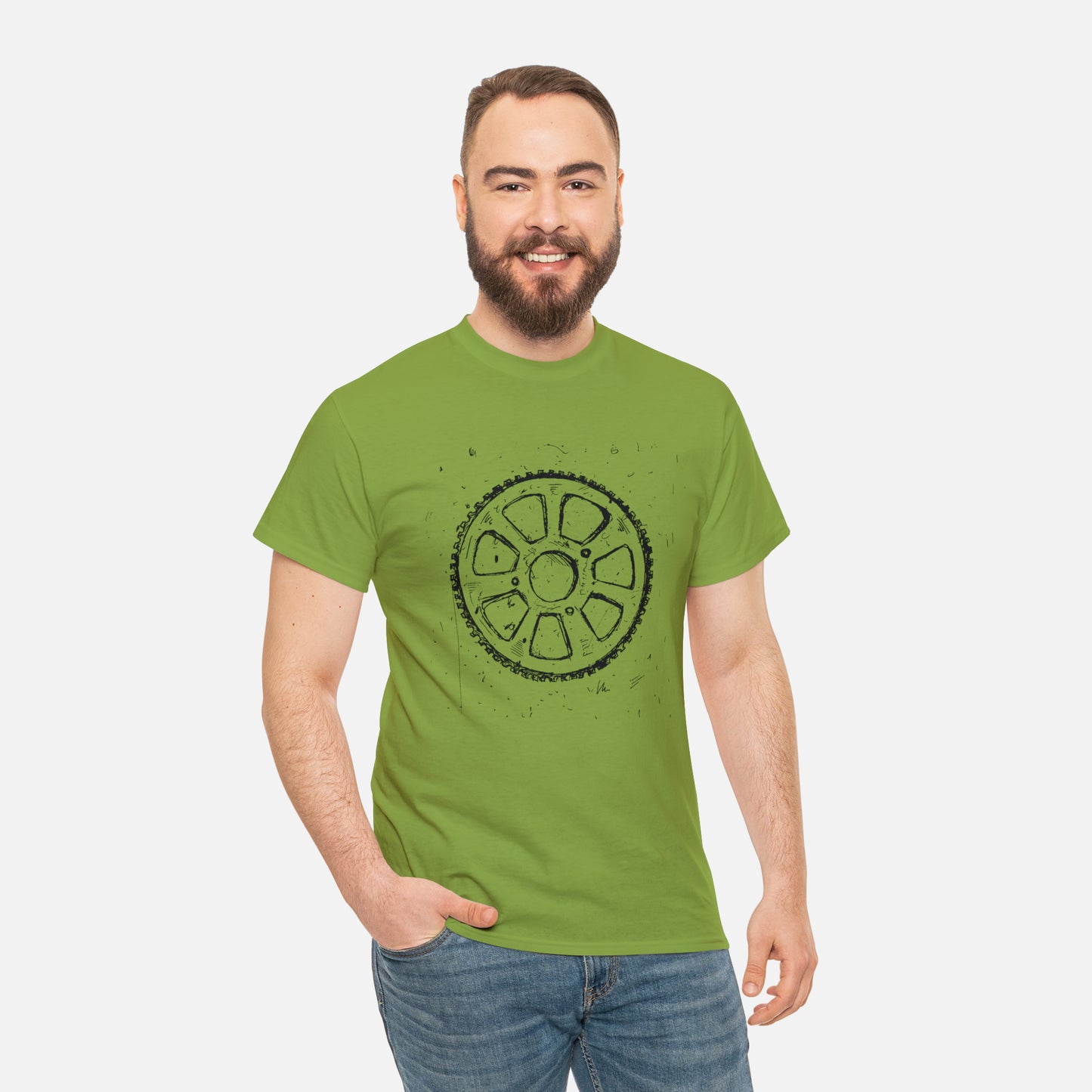 🚴‍♀️ Bicycle Sprocket Graphic T-Shirt — Heavy Cotton