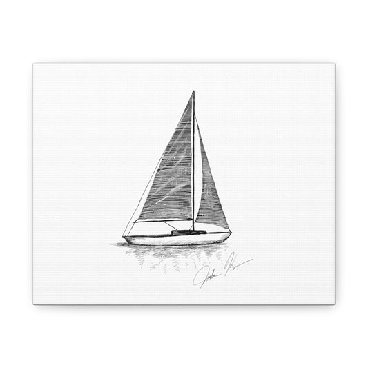 Sailboat Illustration - Canvas Gallery Wrap