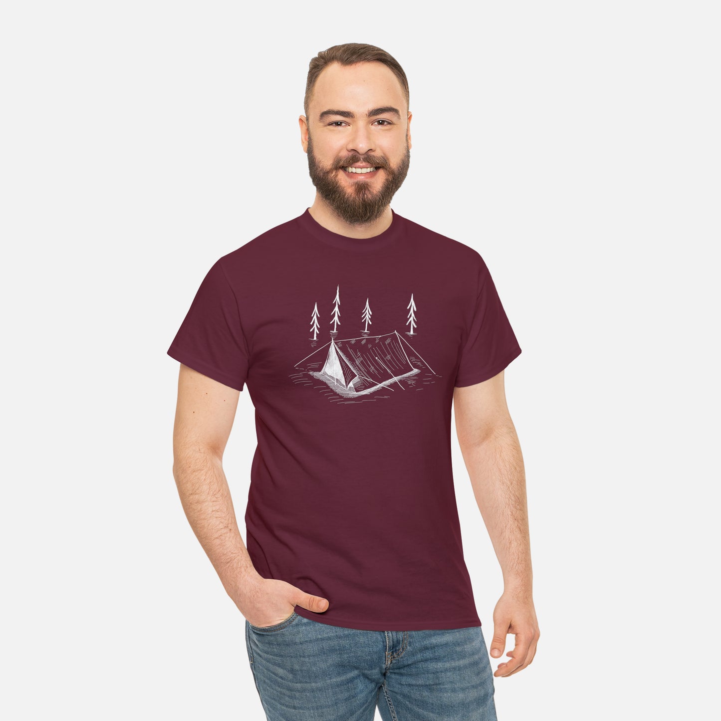 ⛺ Camping Tent Graphic T-Shirt — Heavy Cotton 🌲