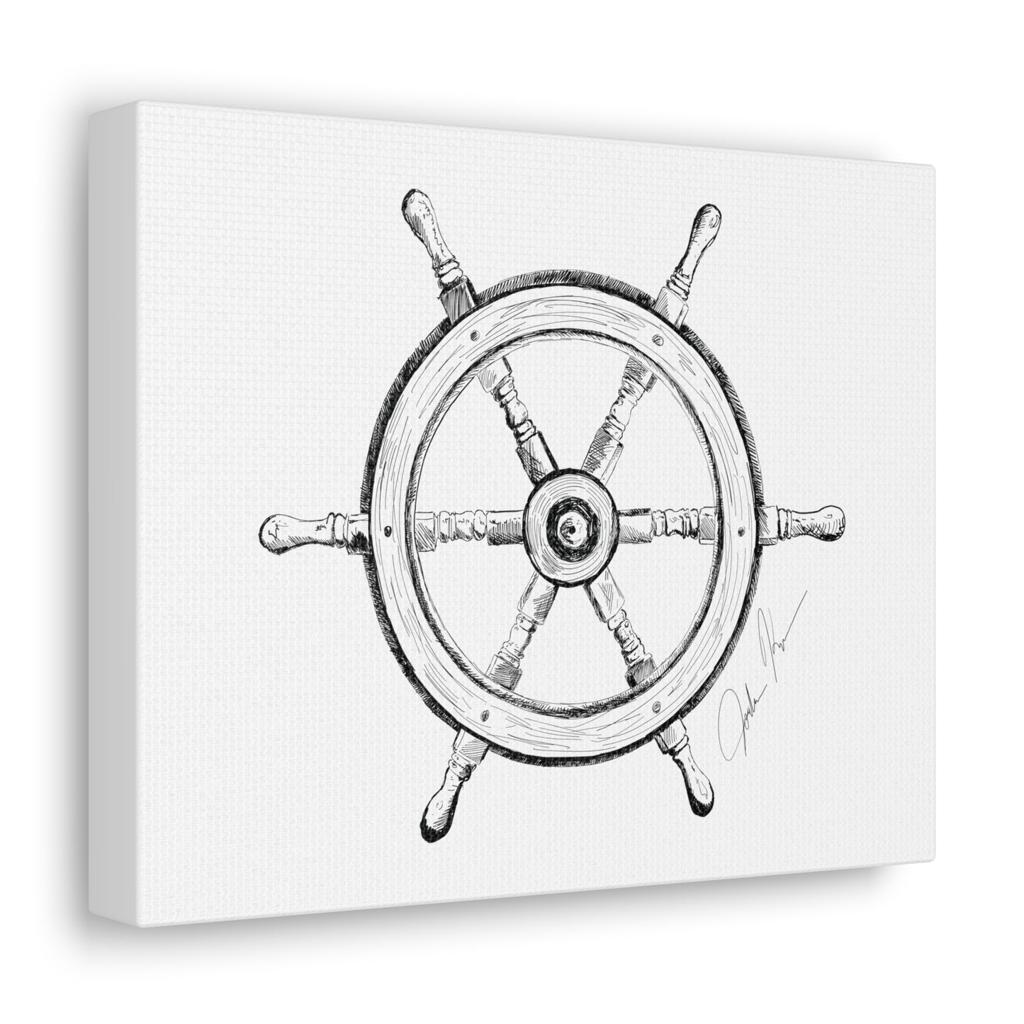 Ship Wheel Illustration - Canvas Gallery Wrap