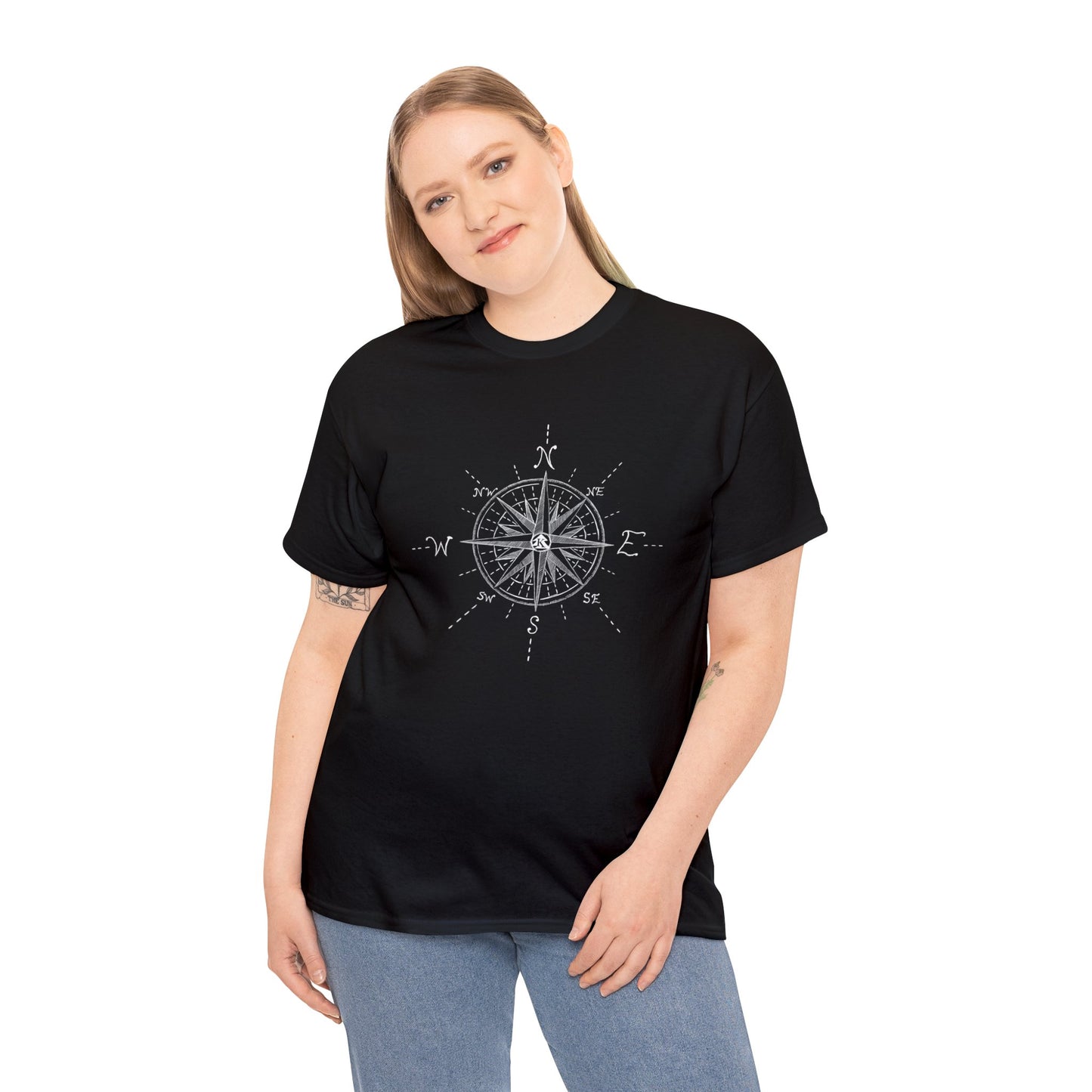 🧭 Compass Rose Graphic T-Shirt — Adult Heavy Cotton