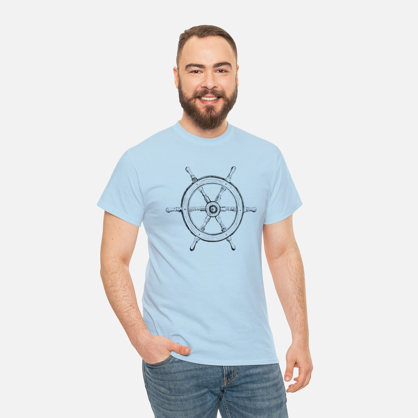 🌊 Ship Wheel Graphic T-Shirt — Heavy Cotton