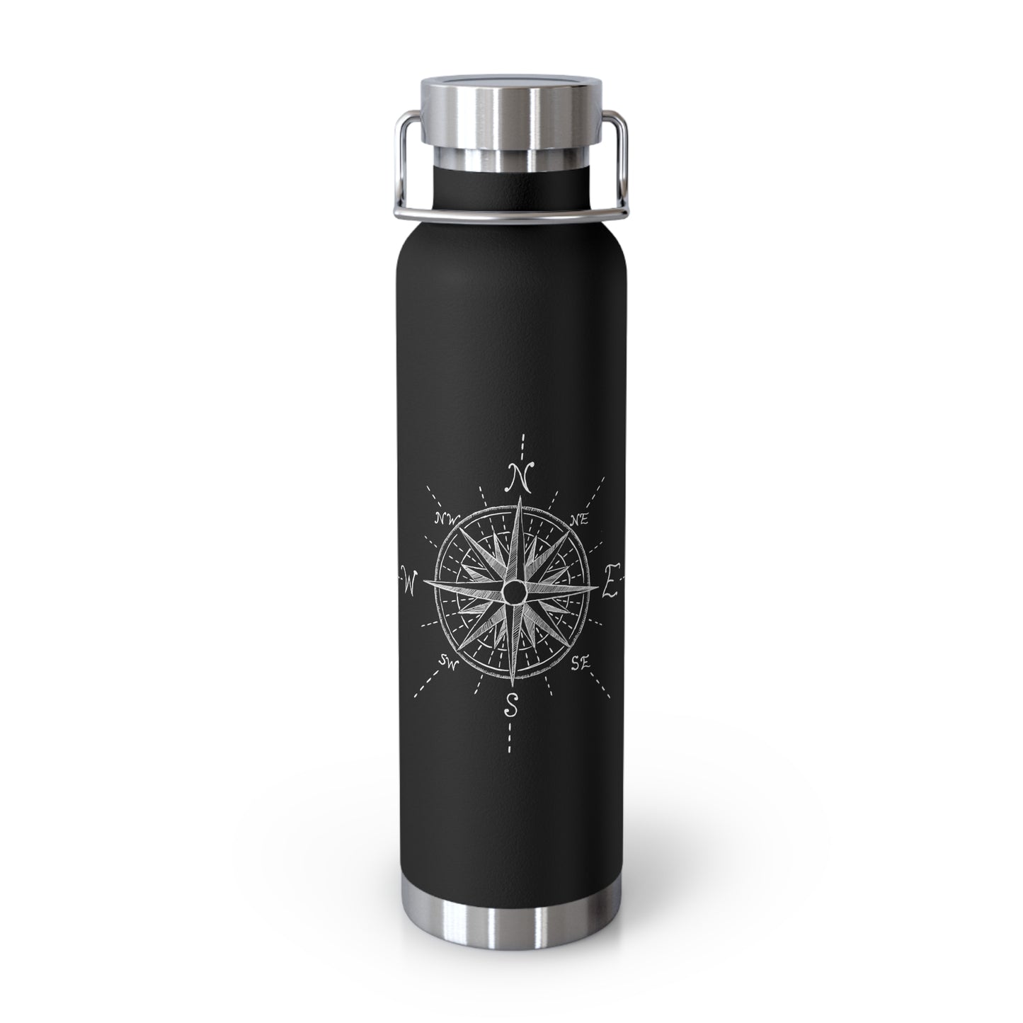 Compass Rose Illustration - Copper Vacuum Insulated Bottle, 22oz