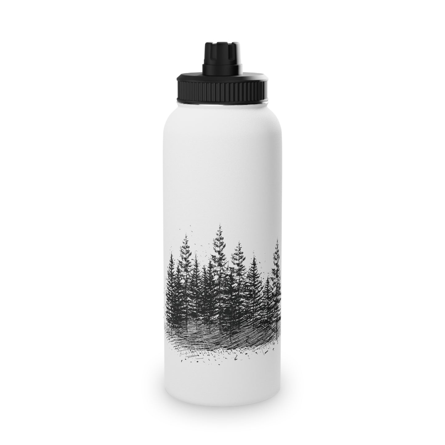 Forest Illustration Stainless Steel Water Bottle, Sports Lid