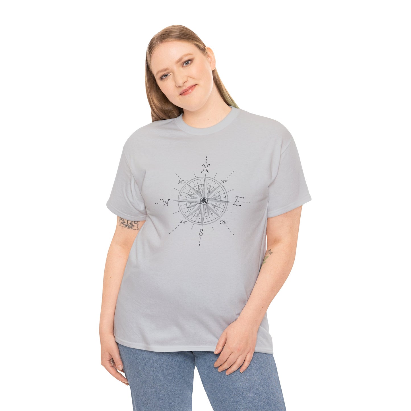 🧭 Compass Rose Graphic T-Shirt — Adult Heavy Cotton