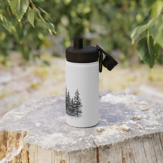 Forest Illustration Stainless Steel Water Bottle, Sports Lid