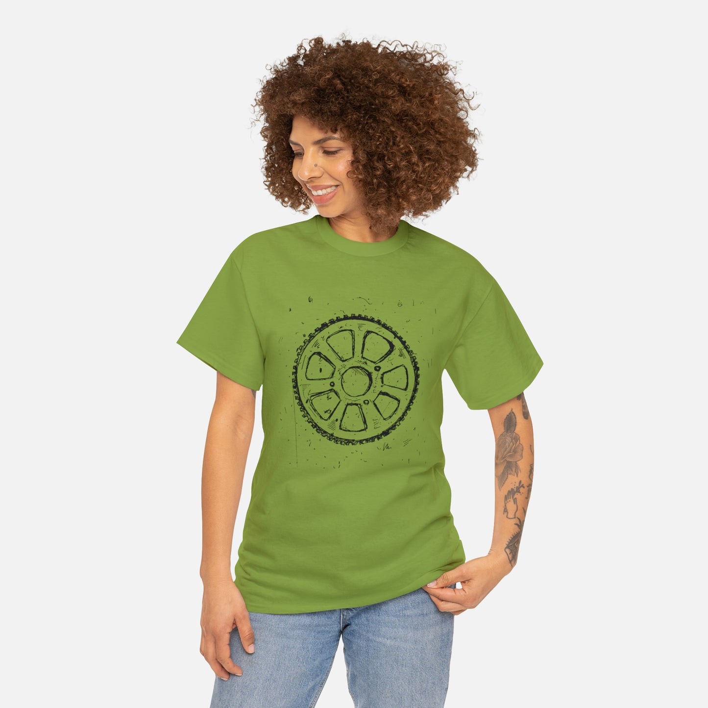 🚴‍♀️ Bicycle Sprocket Graphic T-Shirt — Heavy Cotton