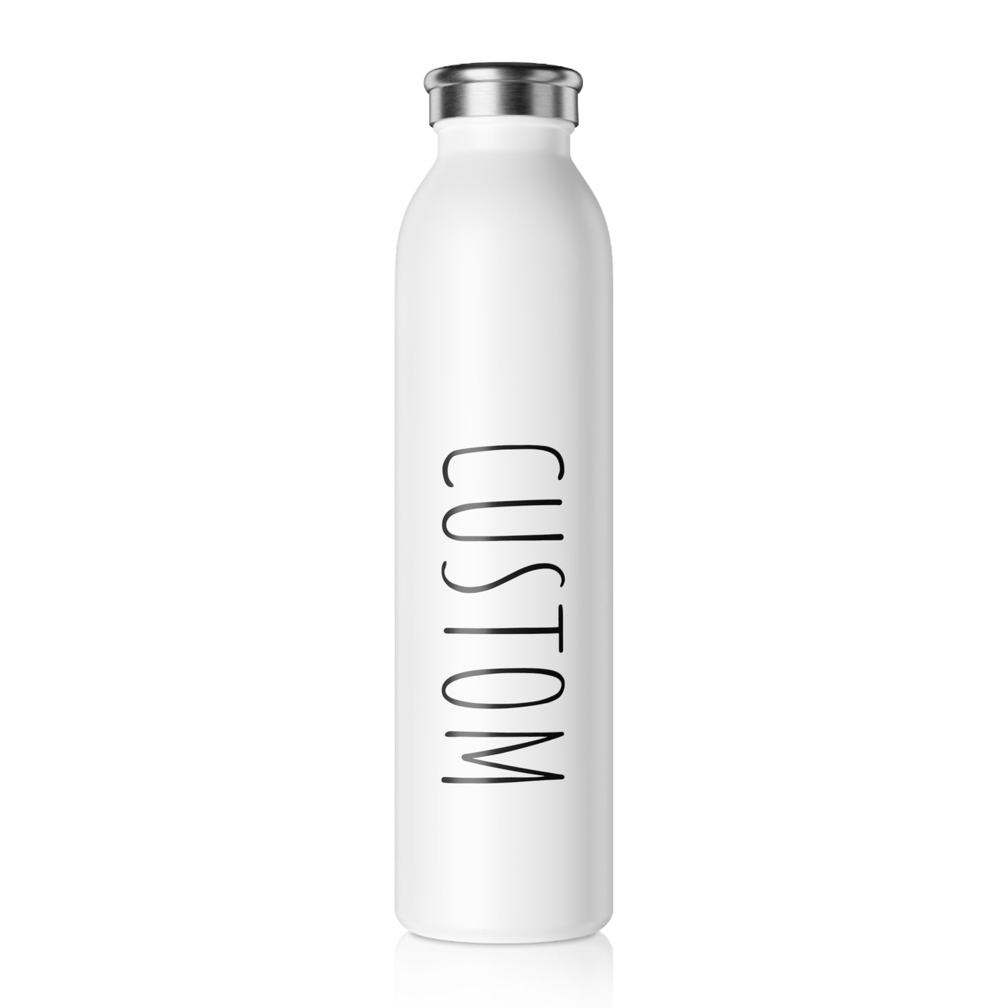 Slim Water Bottle, Ride Snow Repeat Snowboarding Drawing, Custom Text, Personalized Insulated Flask, Sports Water Container, Travel Tumbler