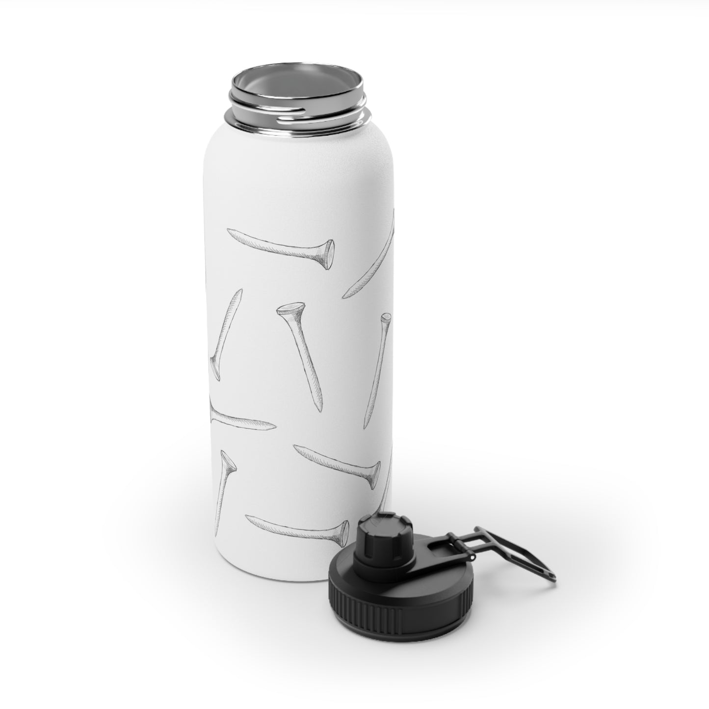 Golf Tee Pattern - Stainless Steel Water Bottle, Sports Lid