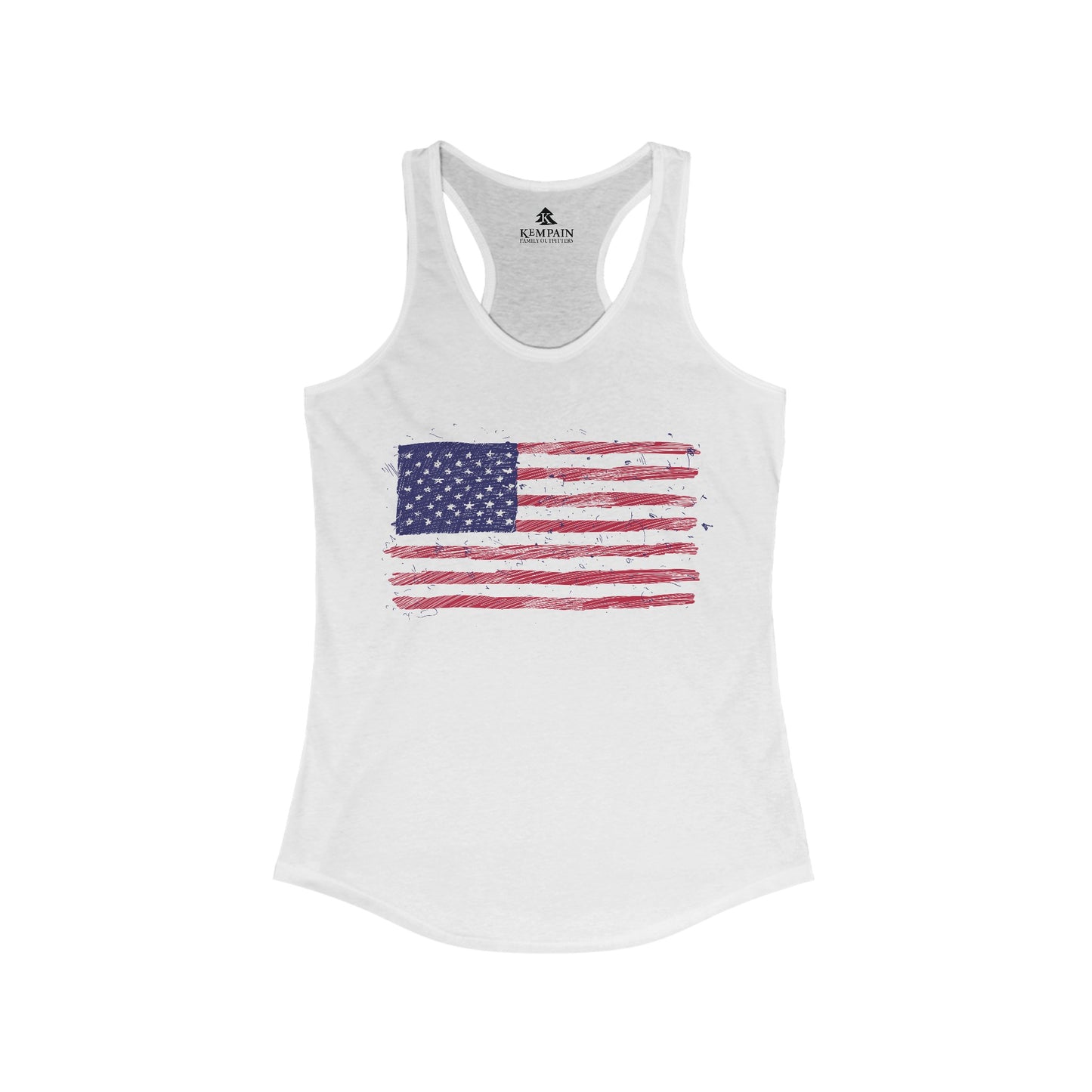 🇺🇸 American Flag Graphic - Woman's Racerback Tank Top