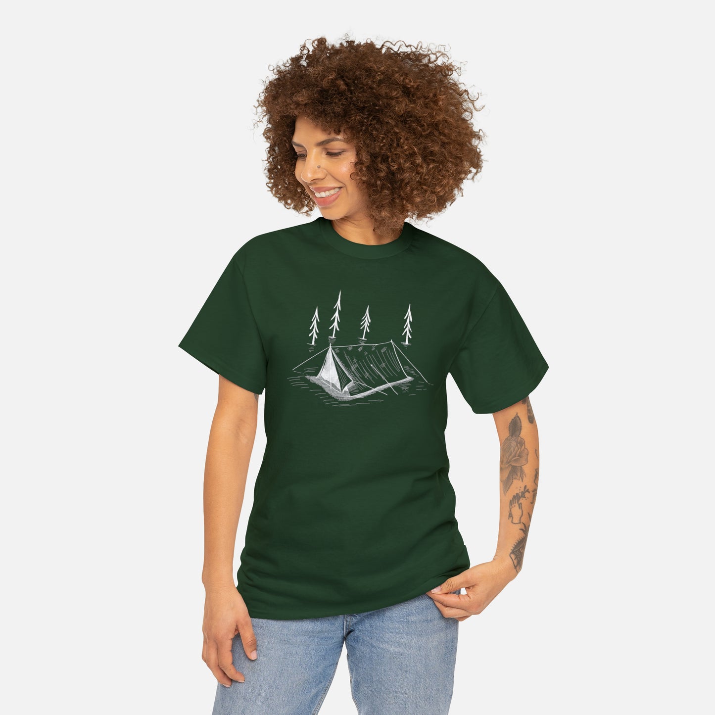 ⛺ Camping Tent Graphic T-Shirt — Heavy Cotton 🌲