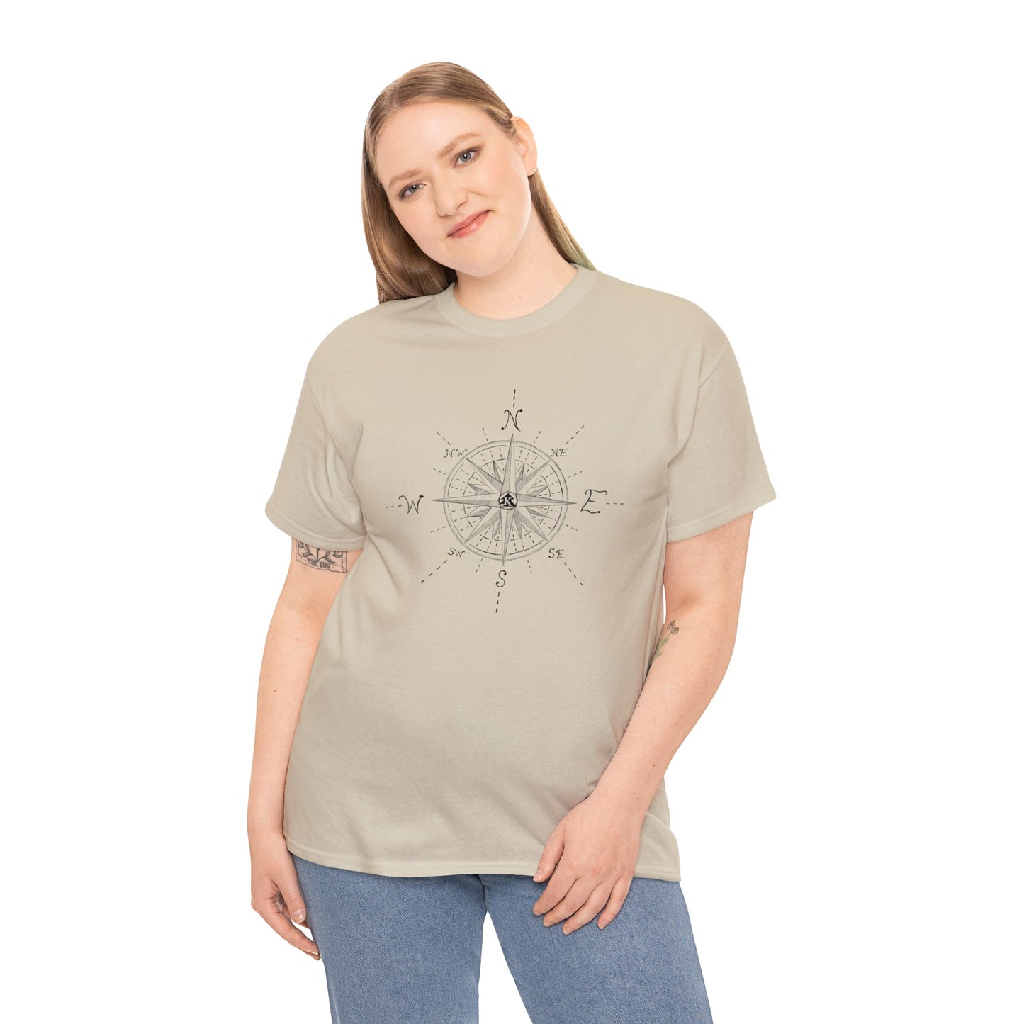 🧭 Compass Rose Graphic T-Shirt — Adult Heavy Cotton