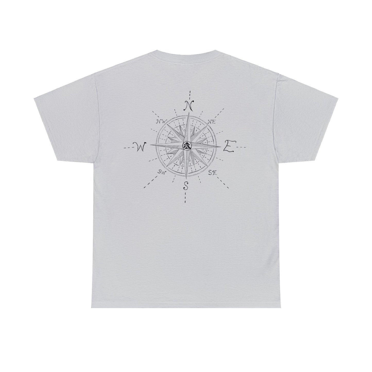 🧭 Compass Rose Graphic T-Shirt — Adult Heavy Cotton (Back Graphic/Front Blank)