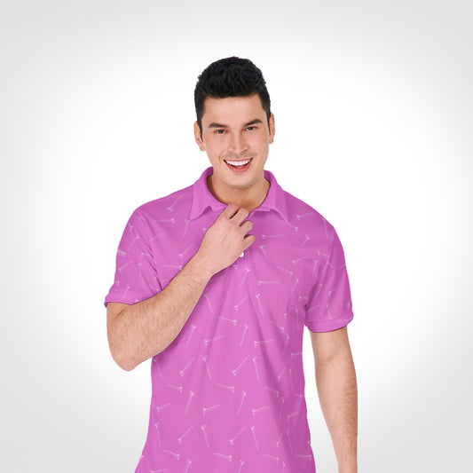 ⛳ Men's Pink Golf Tee Pattern Polo