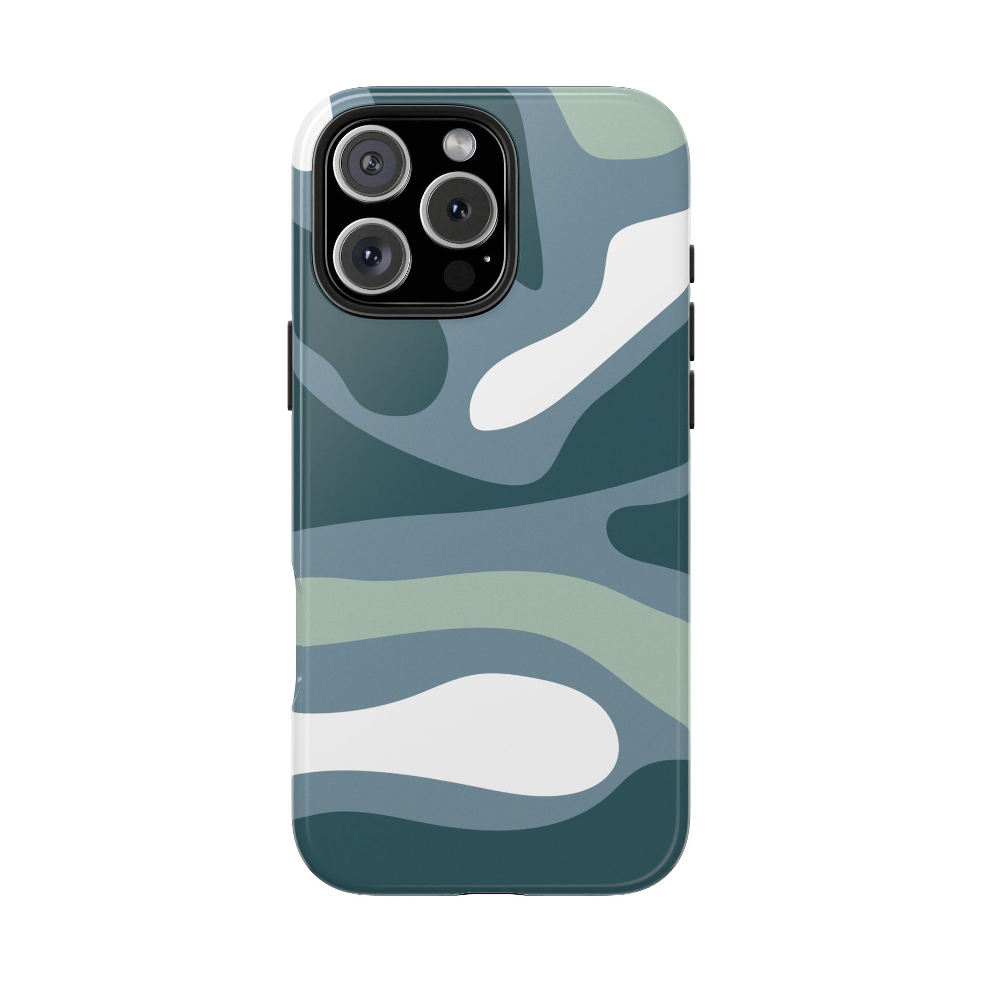 Front view of a phone case featuring a wavy earth tone pattern, displayed on a white background, perfect for nature lovers and those seeking a subtle, stylish design.